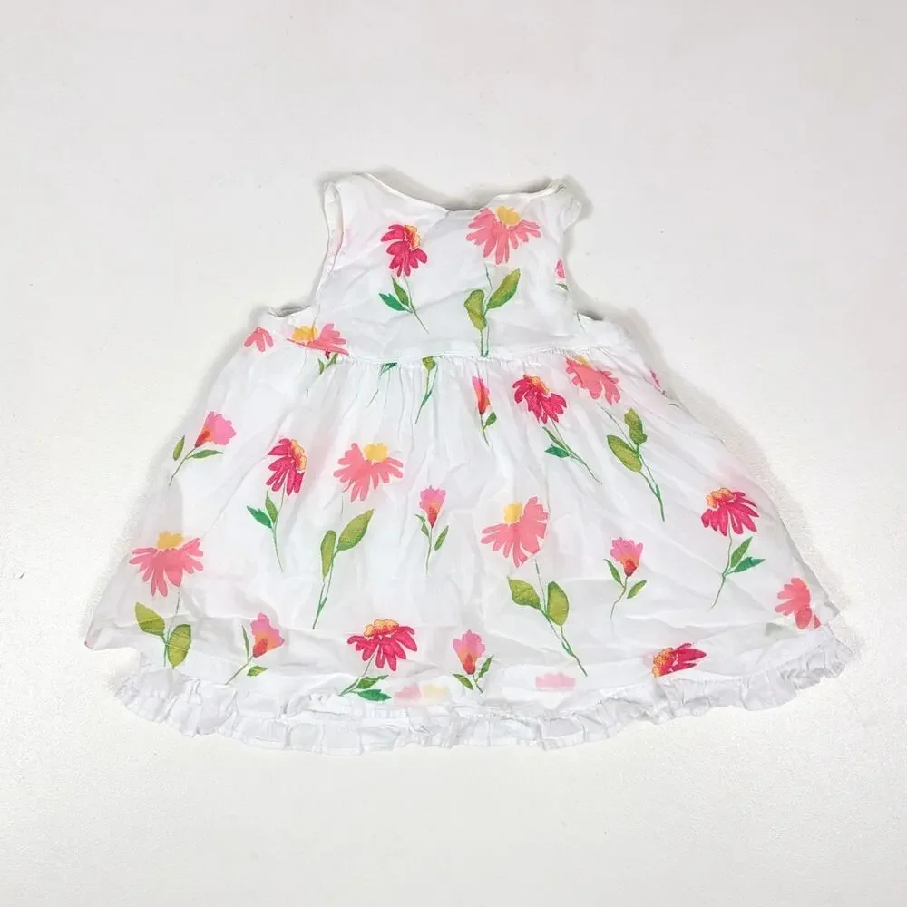 Vtg Gymboree Dress Baby Girls Sz 3-6m White Floral Sundress 2003 Y2K